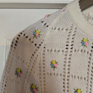 Sweater Bee Banff Vintage Knit Cape Cardigan Grannycore Cottagecore Floral